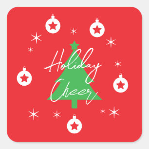 Happy Holidays Merry Christmas New Year Square Sticker