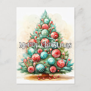 Happy Holidays   Merry Christmas Tree Postcard