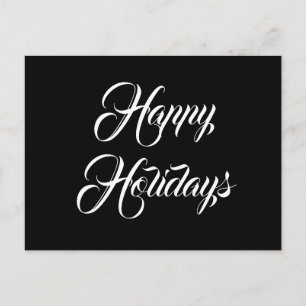 Happy Holidays Minimal Black White Christmas Postcard