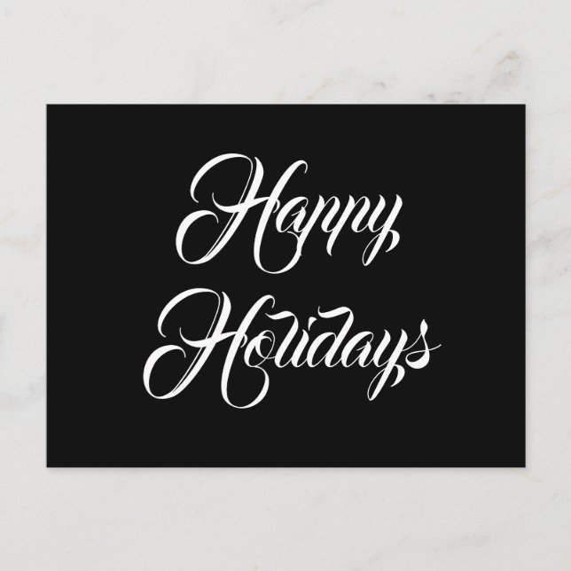 Happy Holidays Minimal Black White Christmas Postcard (Front)