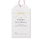 Happy Holidays Minimal Gold Bow Modern Christmas