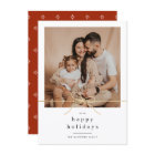 Happy Holidays Minimalist Gold Bow Christmas Photo