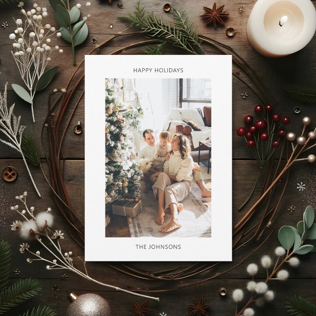 Happy Holidays Minimalist Photo Holiday Card (Creator Uploaded)