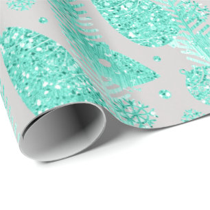 Happy Holidays Mint Tiffany  Glitter Balls Birds Wrapping Paper