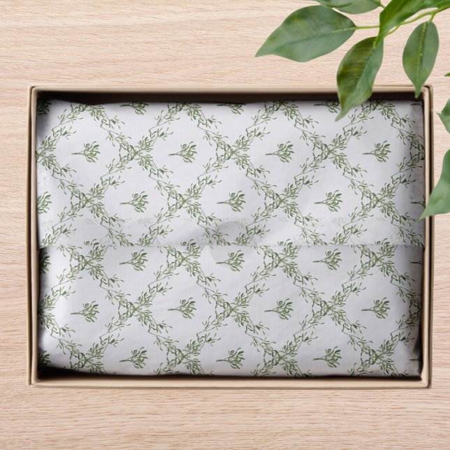 Happy Holidays Mistletoe Christmas Greenery Floral Tissue Paper (Creator Uploaded)