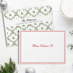 Happy Holidays Mistletoe Floral Custom Christmas Envelope