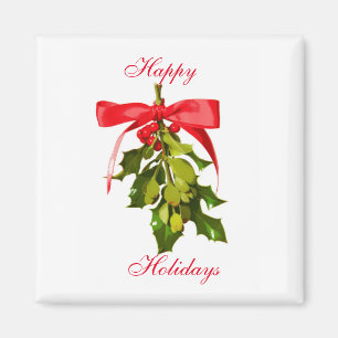 happy holidays mistletoe magnet
