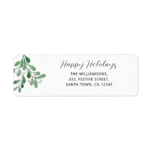 Happy Holidays Mistletoe Return Address Label