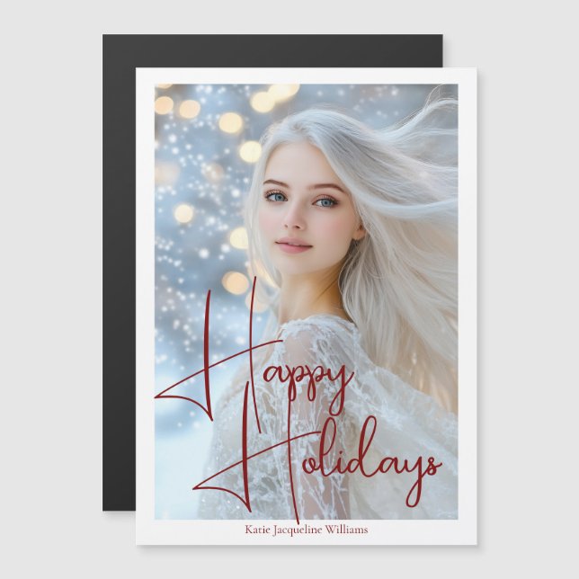 Happy Holidays Model Headshot Christmas Magnet (Front/Back)