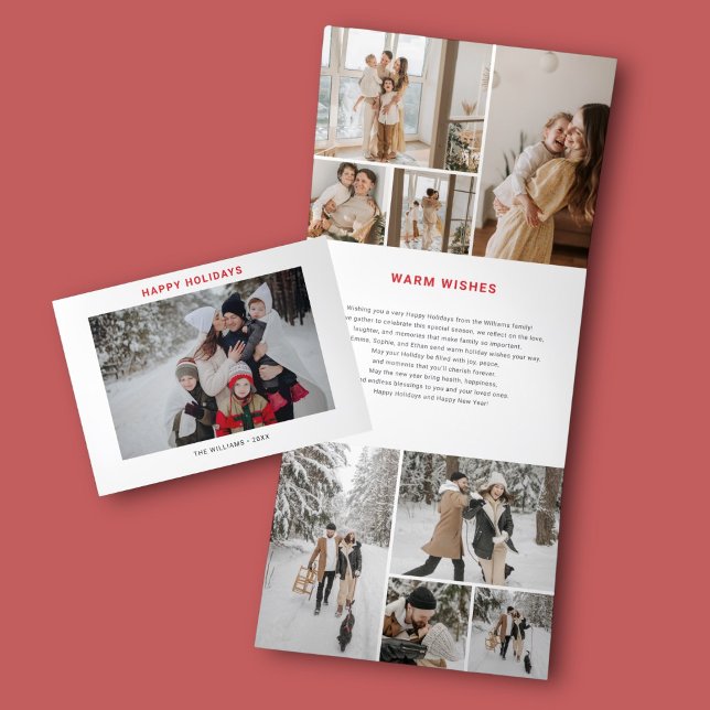 Happy Holidays Modern 12 Photo Tri-Fold Holiday Card (Creator Uploaded)