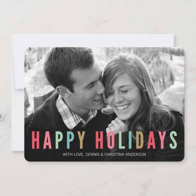 Happy Holidays | Modern & Bright Christmas Photo Holiday Card (Front)