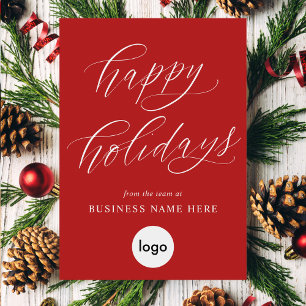 Happy Holidays Modern Calligraphy Business Logo Holiday Card