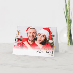 Happy Holidays Modern Christmas Couples Photo Holiday Card
