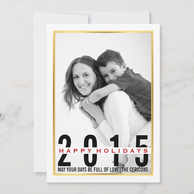 Happy Holidays modern Christmas photo Holiday Card (Front)