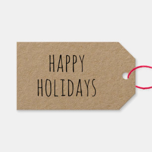 Happy holidays. Modern cute rustic Christmas Gift Tags