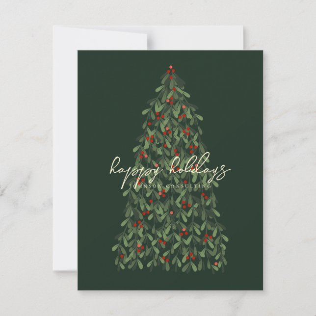 Happy Holidays Modern Elegant Christmas Tree Holiday Card (Front)
