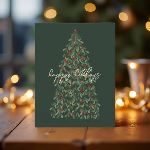 Happy Holidays Modern Elegant Christmas Tree Holiday Card