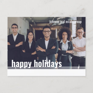 Happy Holidays Modern Geometric Photo Holiday Postcard