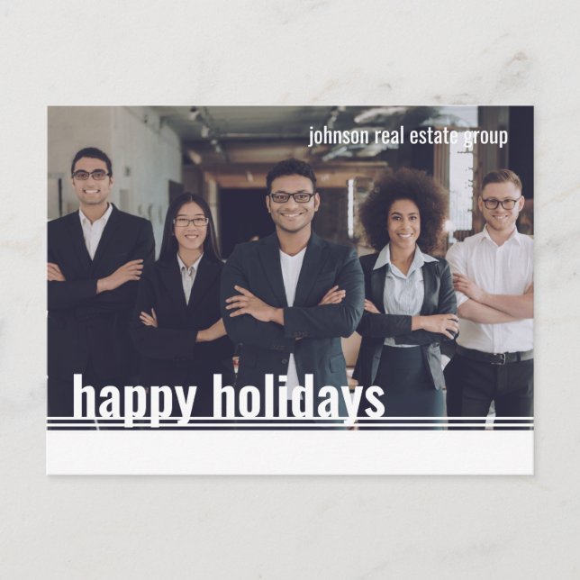 Happy Holidays Modern Geometric Photo Holiday Postcard (Front)