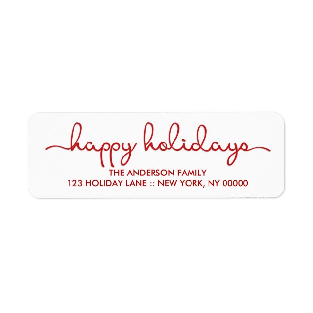 Happy Holidays Modern Hand Lettered Script Label (Front)