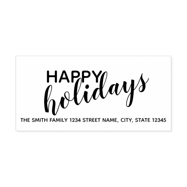 'Happy Holidays' Modern Holiday Return Address Self-inking Stamp (Design)