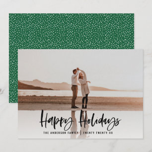 Happy holidays modern, minimal photo christmas holiday card