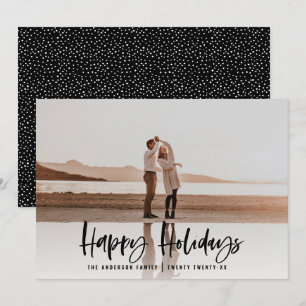 Happy holidays modern, minimal photo christmas holiday card