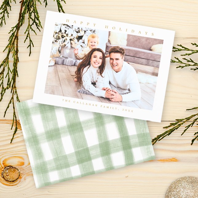 Happy Holidays Modern Minimal Photo Holiday Card (Creator Uploaded)