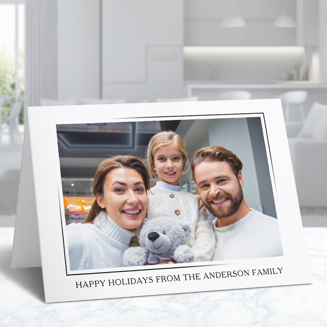 Happy Holidays Modern Minimal Stylish Family Photo Holiday Card (Available in high quality print or digital download for quick text messaging, email or self print.)