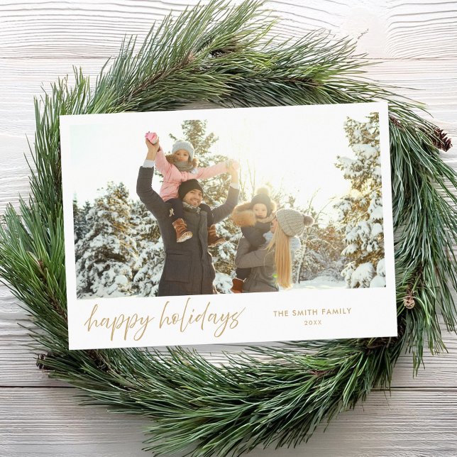 Happy Holidays Modern Minimalist Photo Holiday Card (Creator Uploaded)