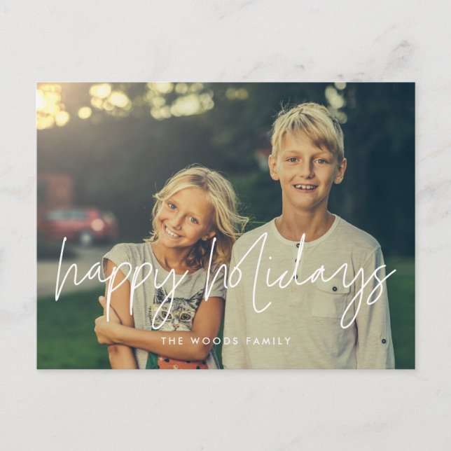Happy Holidays Modern minimalist photo Postcard (Front)