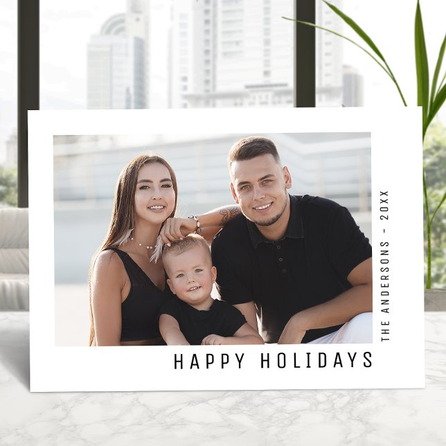 Happy Holidays Modern Minimalist Simple Photo Holiday Card (Available in high quality print or digital download for quick text messaging, email or self print.)