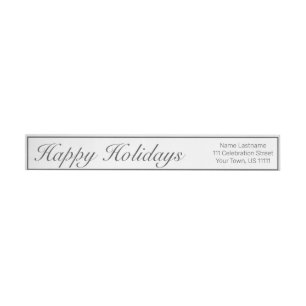 Happy Holidays Modern Minimalist White Black Wrap Around Label