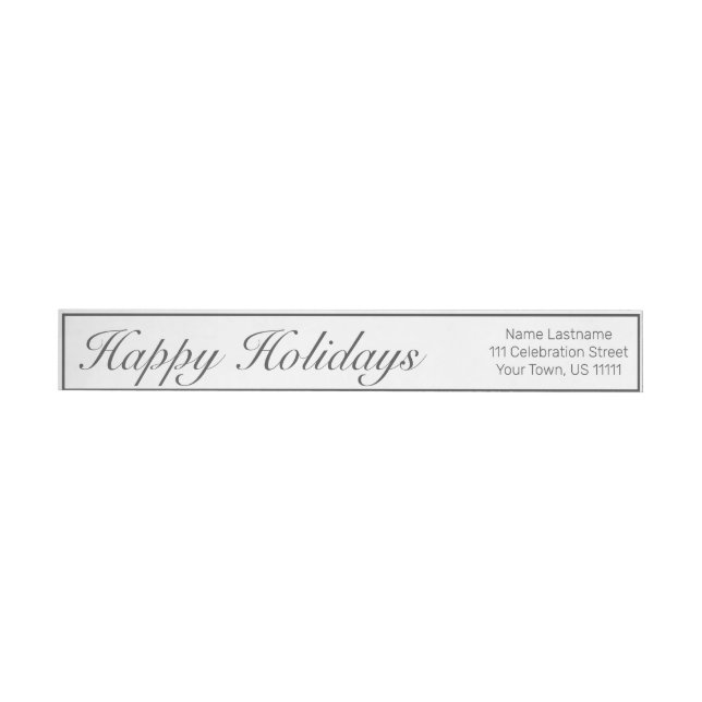 Happy Holidays Modern Minimalist White Black Wrap Around Label (Individual)