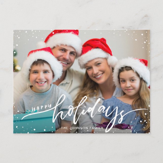Happy Holidays Modern PHOTO Christmas Greeting Postcard (Front)