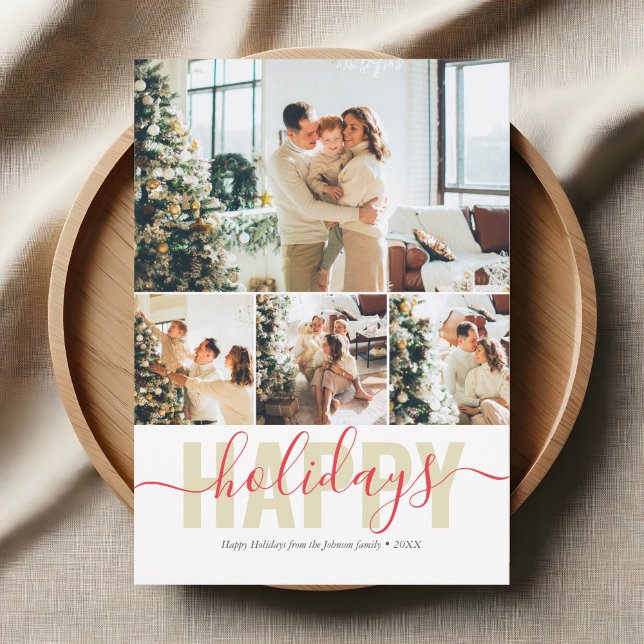 Happy Holidays Modern Photo Collage Holiday Card (Creator Uploaded)