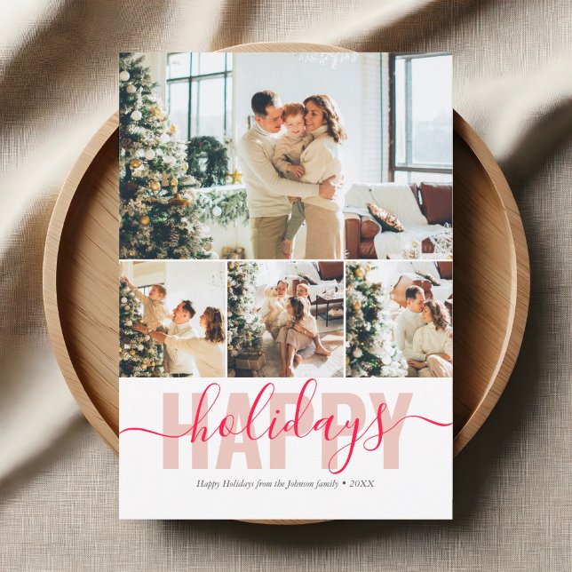 Happy Holidays Modern Photo Collage Holiday Card (Creator Uploaded)