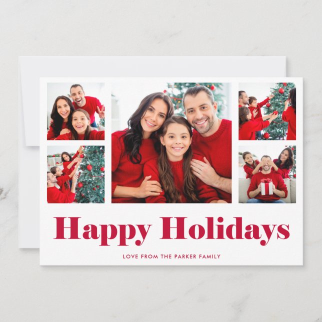 Happy Holidays | Modern Photo Grid Holiday Card (Front)