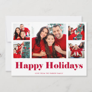 Happy Holidays Modern Photo Grid Holiday Card