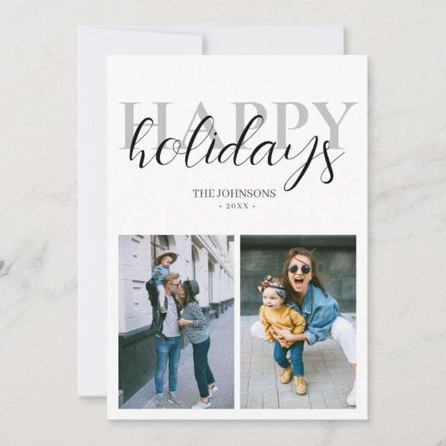 Happy Holidays Modern Photo Holiday Card (Front)