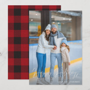 Happy Holidays Modern Script Photo 2 Verti