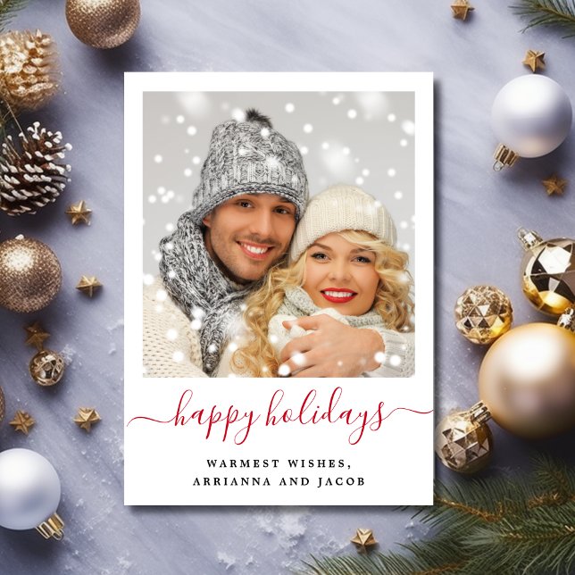 Happy Holidays Modern Script Photo  Holiday Card (Creator Uploaded)