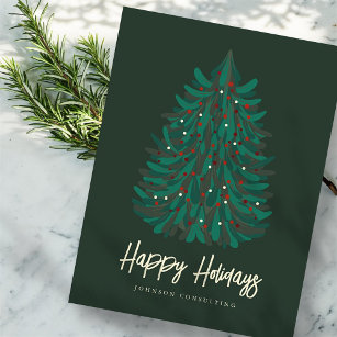 Happy Holidays Modern Simple Christmas Tree Holiday Postcard