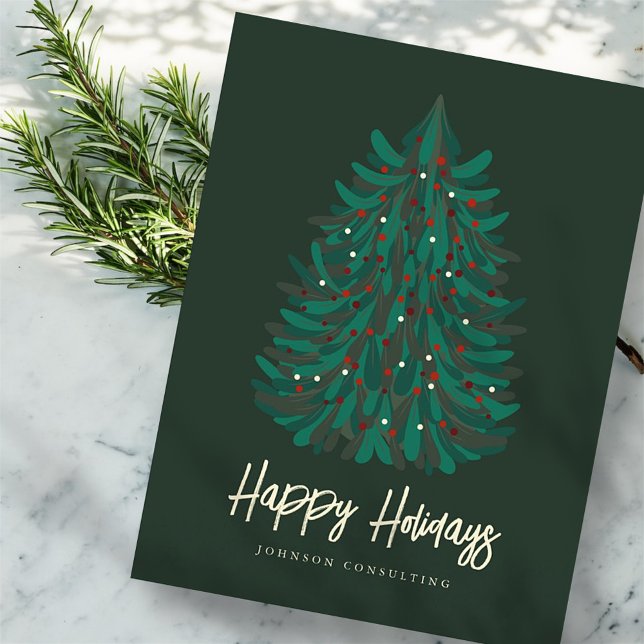 Happy Holidays Modern Simple Christmas Tree Holiday Postcard (Creator Uploaded)