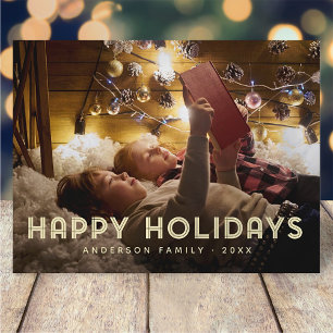 Happy Holidays Modern Simple Typography Holiday Postcard