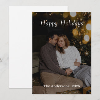 Happy Holidays Modern Typography Christmas Photo Holiday Card