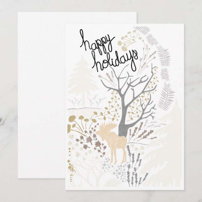 Happy Holidays Moose  Holiday Card (Front/Back)