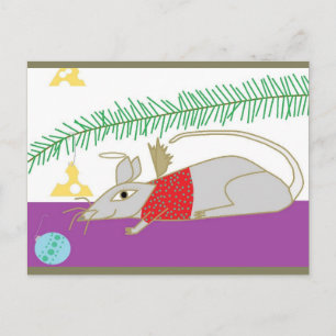 Happy Holidays Mouse in House Holiday Postcard