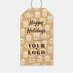 Happy Holidays My Custom Logo Business Pattern Gift Tags