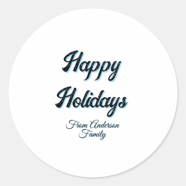 Happy holidays name family gifts stylish retro boh classic round sticker (Front)